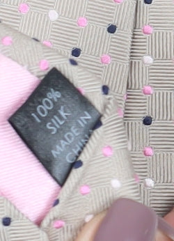 Thomas Nash Men's Beige Silk Polka Dot Tie, One Size