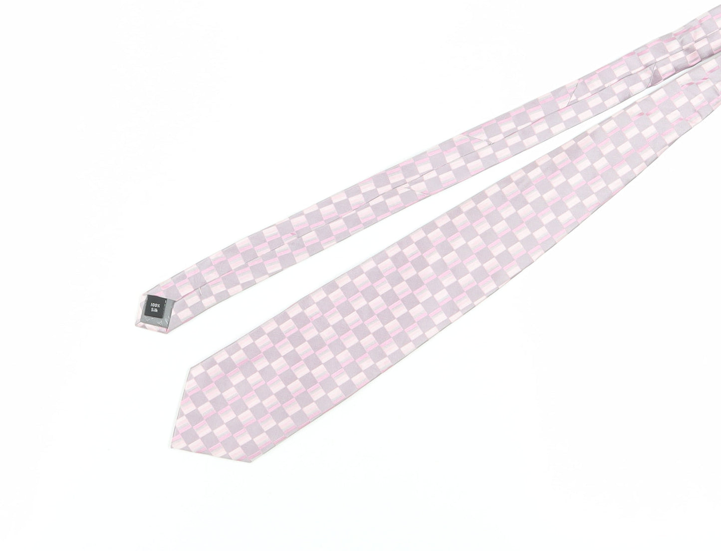 Thomas Nash Men's Pink Checked Silk Tie