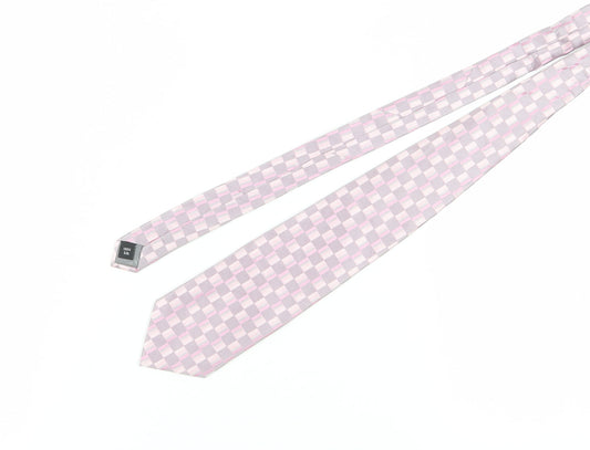 Thomas Nash Men's Pink Checked Silk Tie