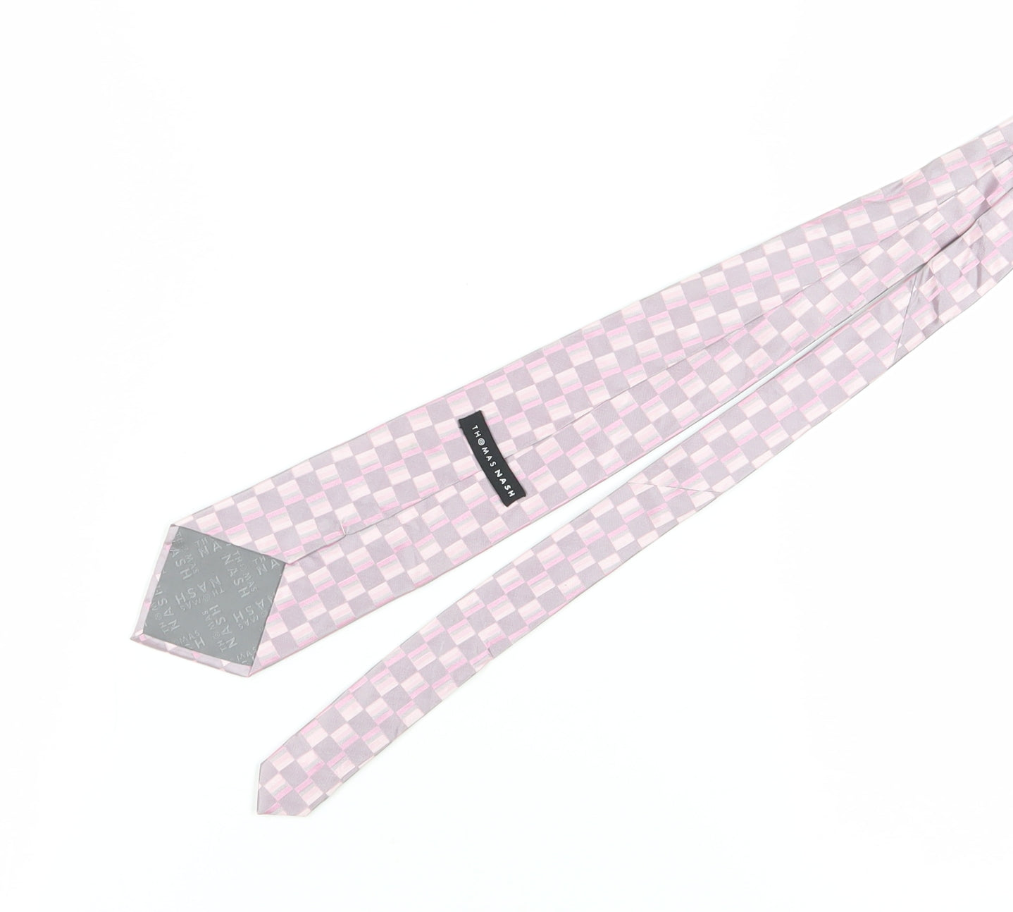 Thomas Nash Men's Pink Checked Silk Tie