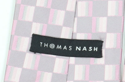Thomas Nash Men's Pink Checked Silk Tie