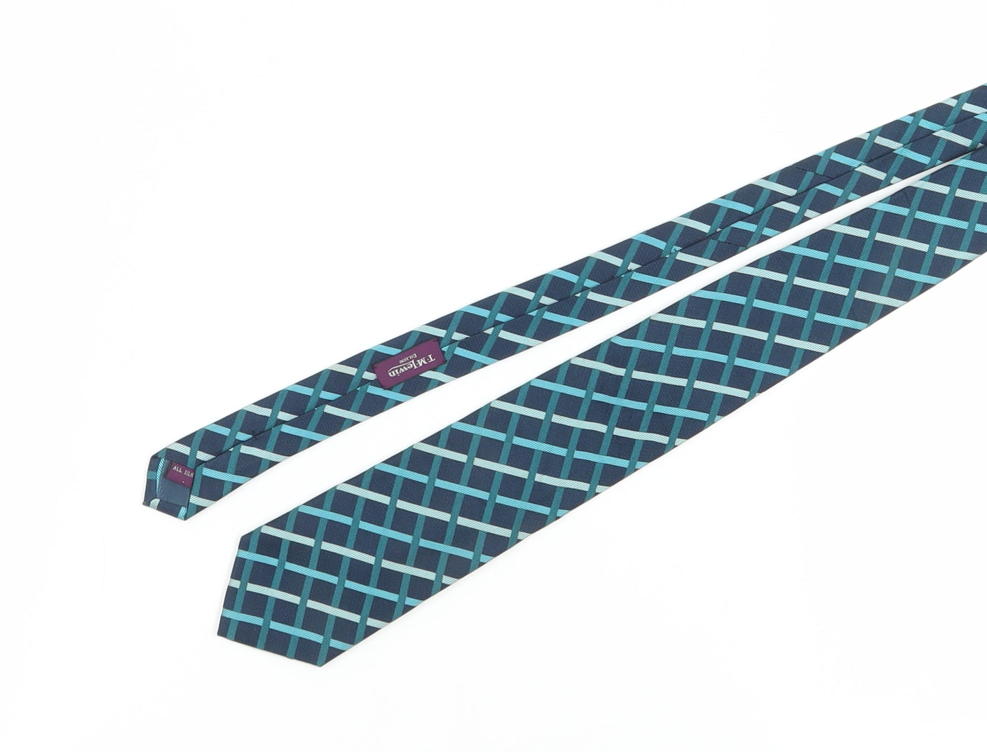 T.M.Lewin Men's Blue Geometric Silk Slim Tie