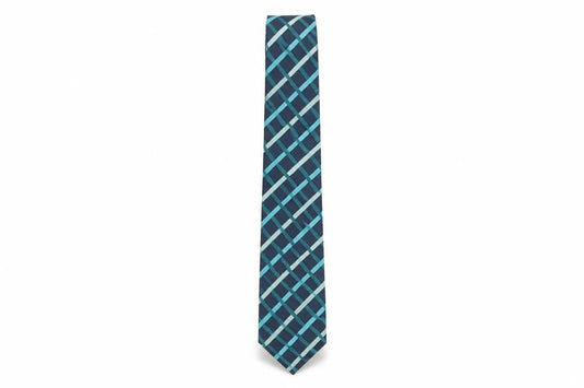 Mens T.M.Lewin Blue Geometric 100% Silk Slim Tie
