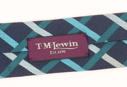 T.M.Lewin Men's Blue Geometric Silk Slim Tie