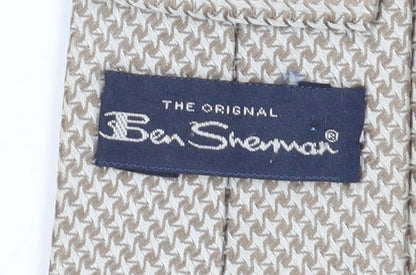 Mens Ben Sherman Beige Houndstooth 100% Silk  Tie