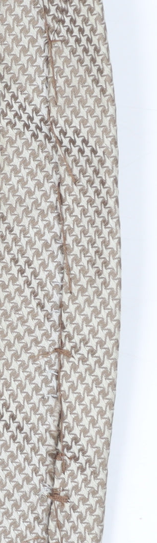 Mens Ben Sherman Beige Houndstooth 100% Silk  Tie