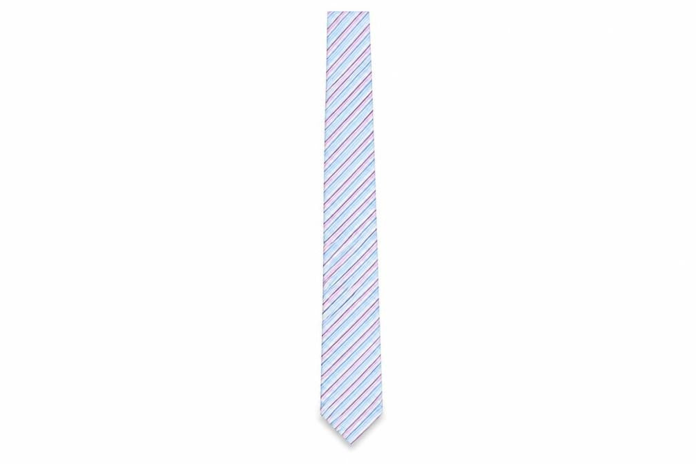 Mens Dehavilland Blue Striped 100% Silk  Tie