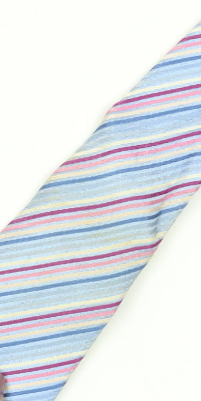 Mens Dehavilland Blue Striped 100% Silk  Tie