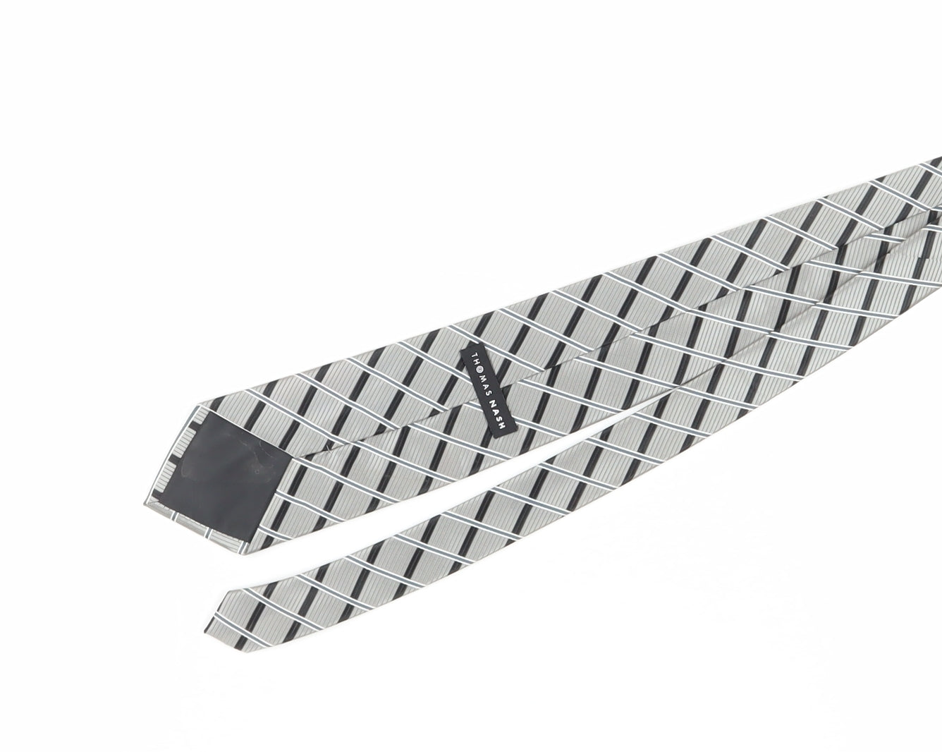 Thomas Nash Men's Grey Checked Polyester Tie One Size