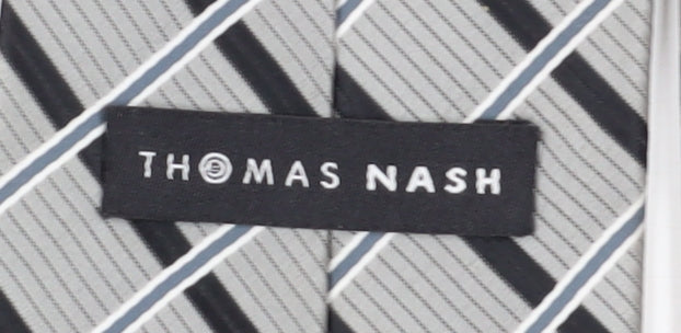 Thomas Nash Men's Grey Checked Polyester Tie One Size