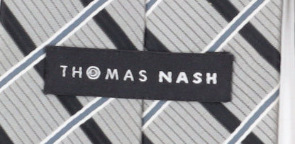 Thomas Nash Men's Grey Checked Polyester Tie One Size