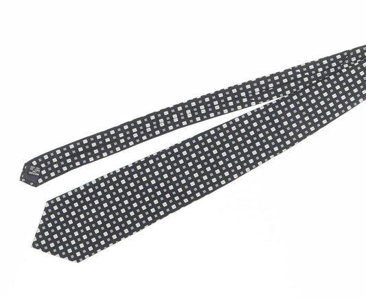 Mens Berwin & Berwin Black Geometric 100% Silk Slim Tie
