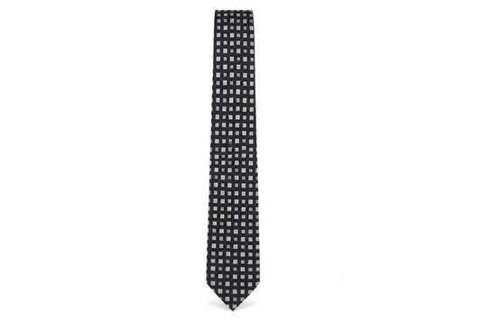 Mens Berwin & Berwin Black Geometric 100% Silk Slim Tie
