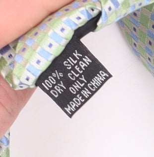 Mens Berwin & Berwin Green Geometric 100% Silk  Tie