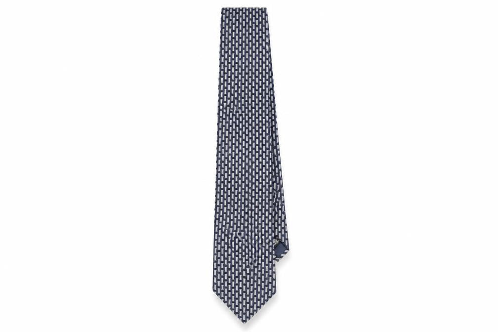Mens Daniel Hechter Black Geometric 100% Silk Designer Tie
