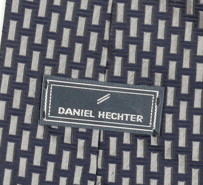 Mens Daniel Hechter Black Geometric 100% Silk Designer Tie