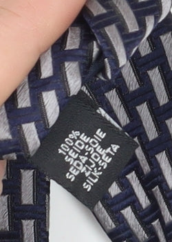 Mens Daniel Hechter Black Geometric 100% Silk Designer Tie