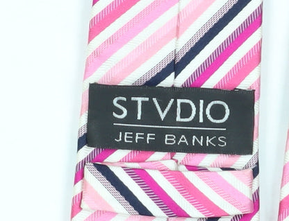 Jeff Banks Men's Pink Striped Silk Tie