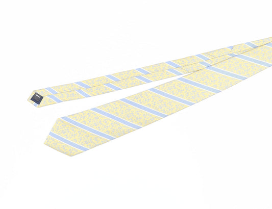 Austin Reed Men's Yellow Floral Striped Silk Tie