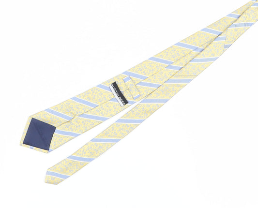 Austin Reed Men's Yellow Floral Striped Silk Tie