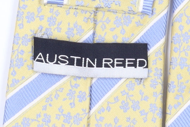 Austin Reed Men's Yellow Floral Striped Silk Tie