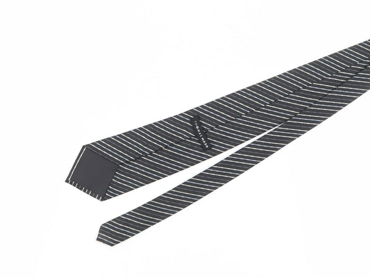 Thomas Nash Men's Black Striped Polyester Tie