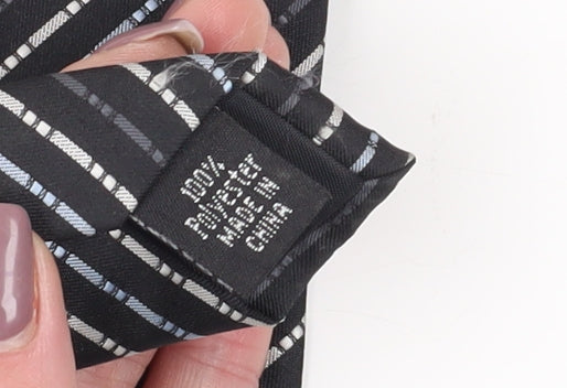 Thomas Nash Men's Black Striped Polyester Tie