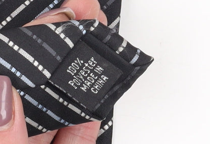 Thomas Nash Men's Black Striped Polyester Tie