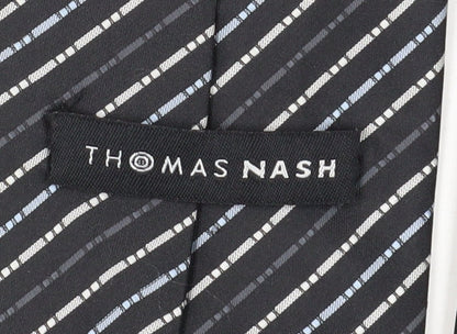 Thomas Nash Men's Black Striped Polyester Tie