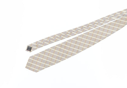 Jeff Banks Mens Beige Plaid Check Silk Tie