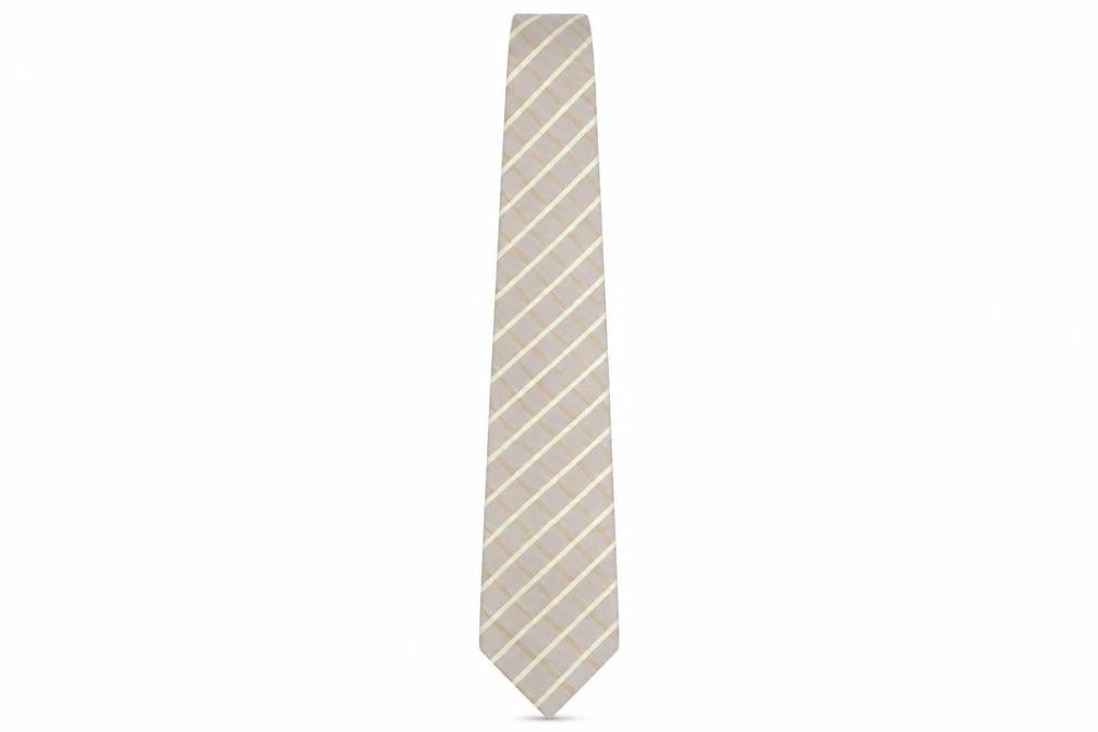 Mens Marks and Spencer Beige Plaids & Checks 100% Silk  Tie