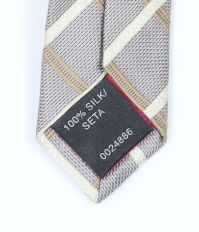 Jeff Banks Mens Beige Plaid Check Silk Tie