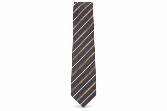 Mens Pierre Cardin Brown Striped 100% Silk  Tie