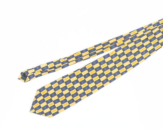 Van Heusen Men's Silk Plaid Tie Blue Yellow One Size