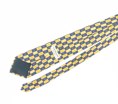 Van Heusen Men's Silk Plaid Tie Blue Yellow One Size
