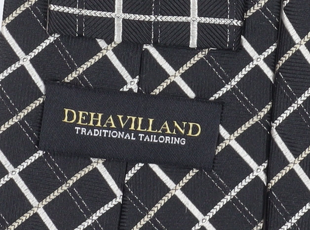 Mens Dehavilland Black Plaids & Checks 100% Silk  Tie