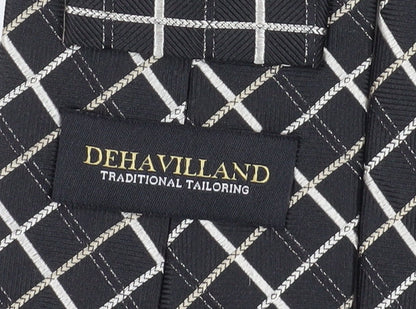 Mens Dehavilland Black Plaids & Checks 100% Silk  Tie