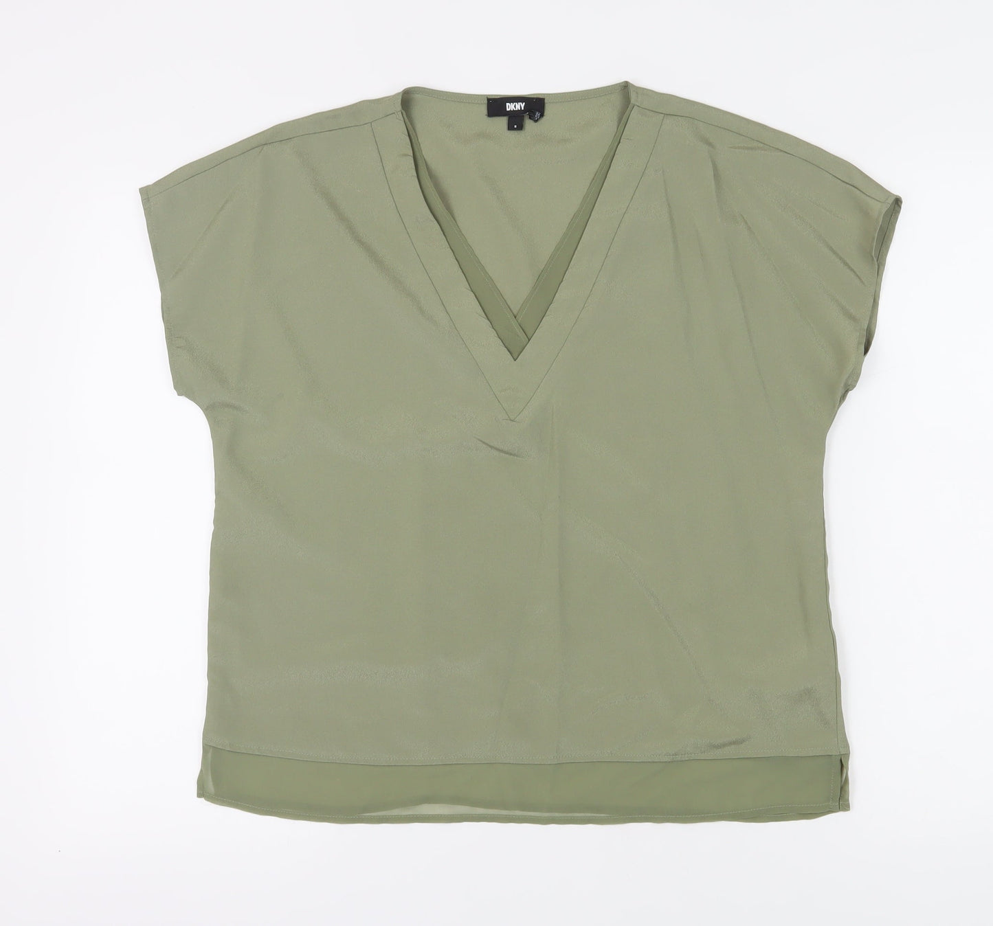 DKNY Women’s Green V-Neck Sleeveless Blouse