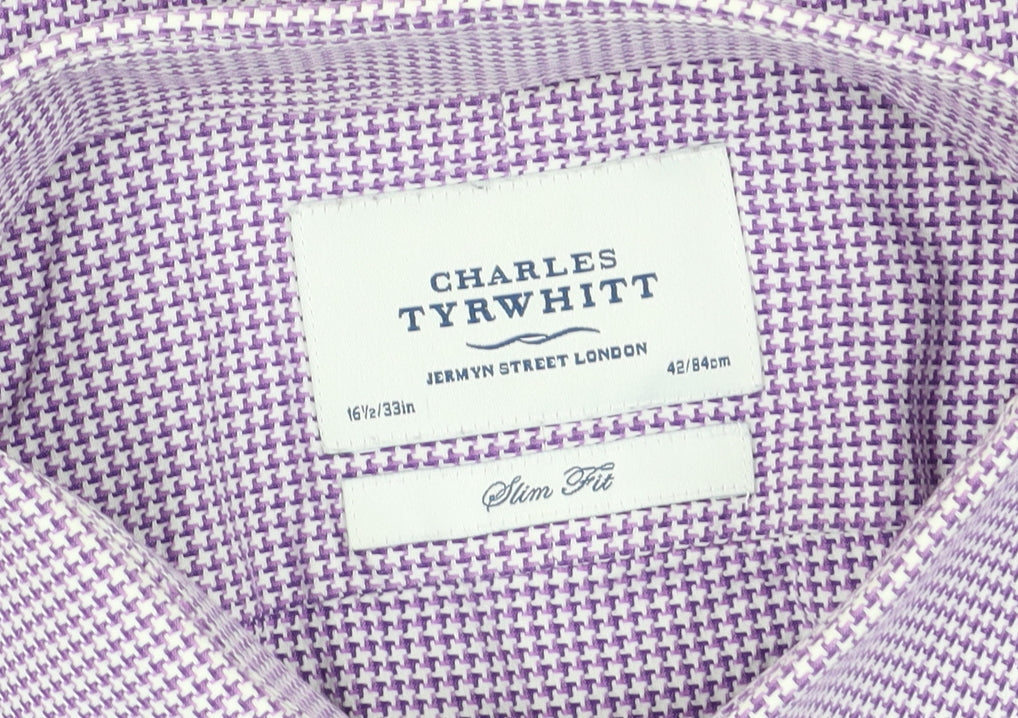Mens UK Collar Size 42 Charles Tyrwhitt Smart Purple  Dress Shirt