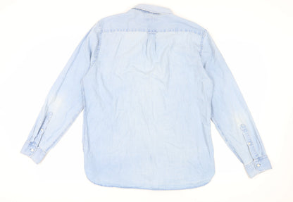 Jaeger Men's Blue Denim Button-Up Shirt XL