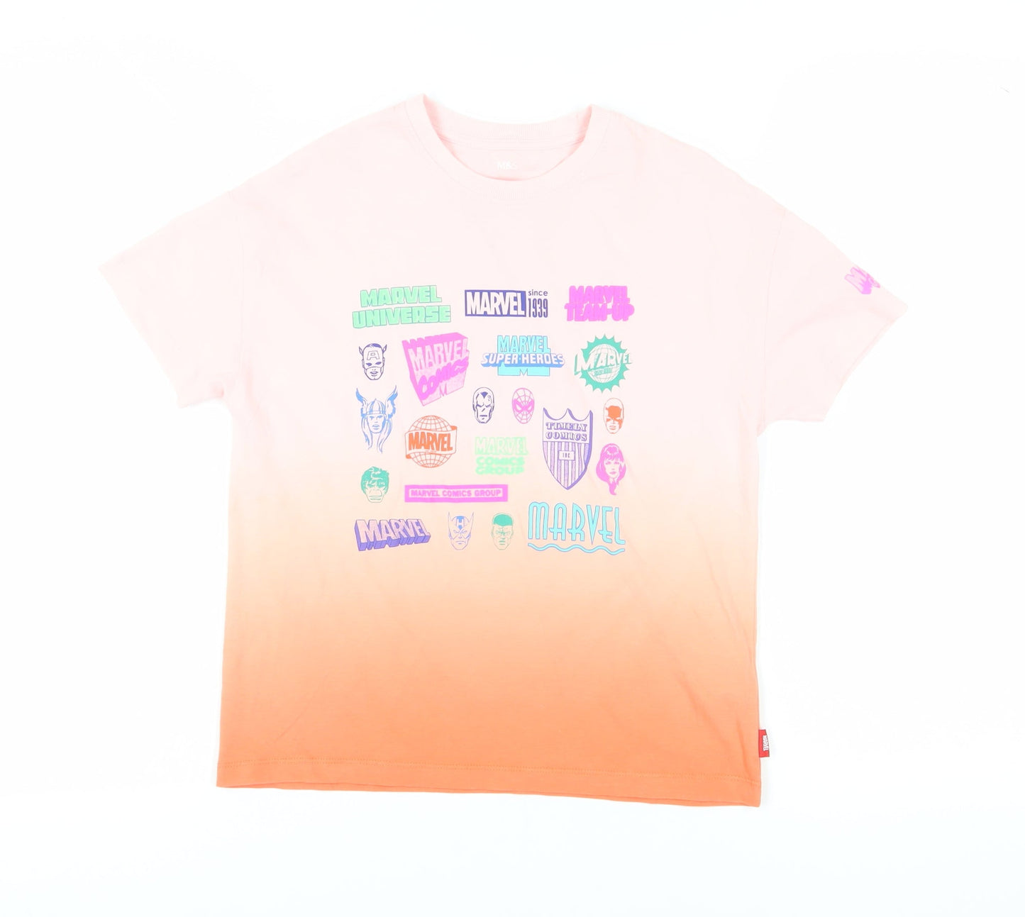 Marks and Spencer Marvel Unisex Kids Pink T-Shirt 10-11 Years