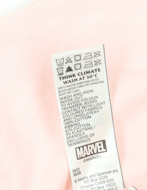Marks and Spencer Marvel Unisex Kids Pink T-Shirt 10-11 Years