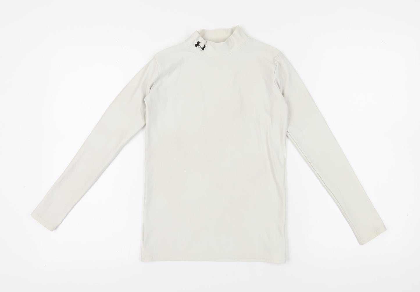 Under Armour Kids Mock Neck Ivory Sports T-Shirt, M