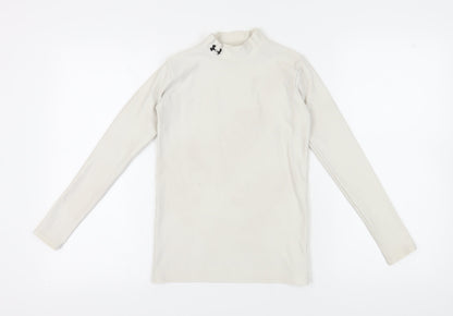 Under Armour Kids Mock Neck Ivory Sports T-Shirt, M