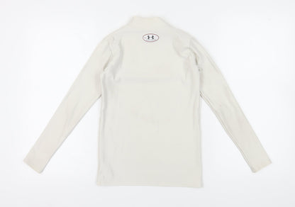Under Armour Kids Mock Neck Ivory Sports T-Shirt, M