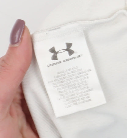 Under Armour Kids Mock Neck Ivory Sports T-Shirt, M