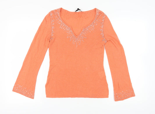 Jaeger Women's Orange XL Pullover Jumper V-Neck