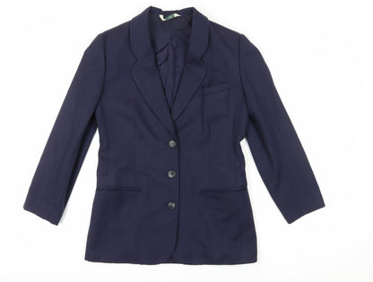 Laura Ashley Women's Blue Wool Suit Jacket Size 10 Vintage