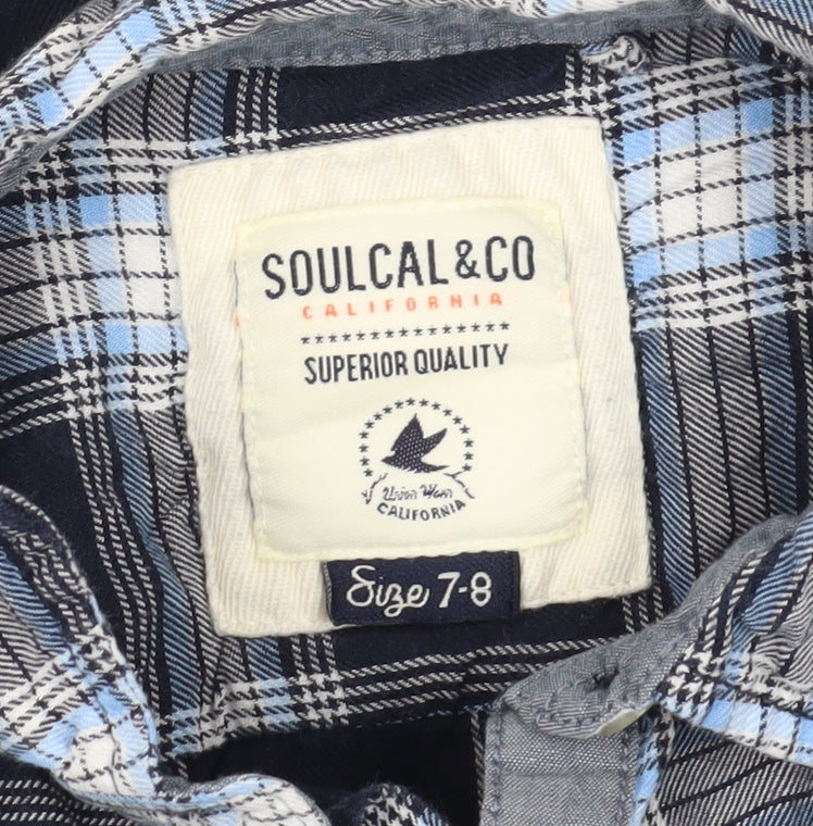 SoulCal Boys Blue Plaid Button-Up Shirt 7-8 Years
