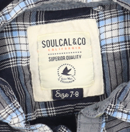 SoulCal Boys Blue Plaid Button-Up Shirt 7-8 Years